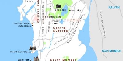 Bombay kaupungin turisti kartta