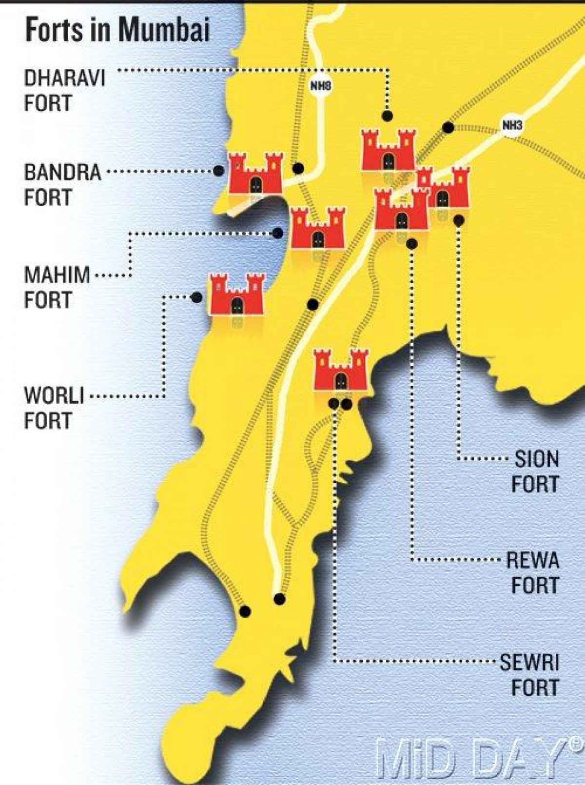 Mumbai fort alueen kartta