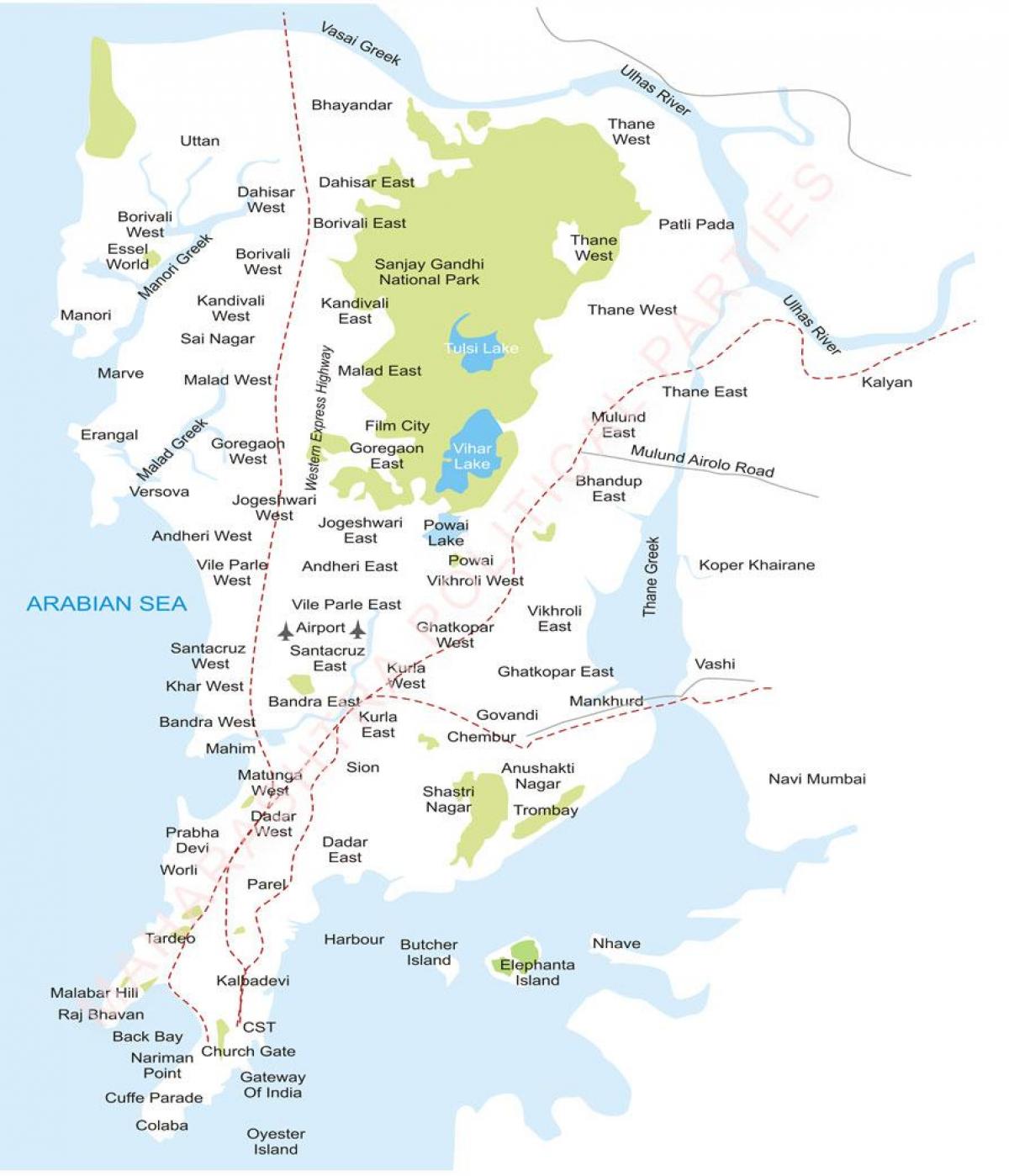 Mumbain lähiöissä kartta
