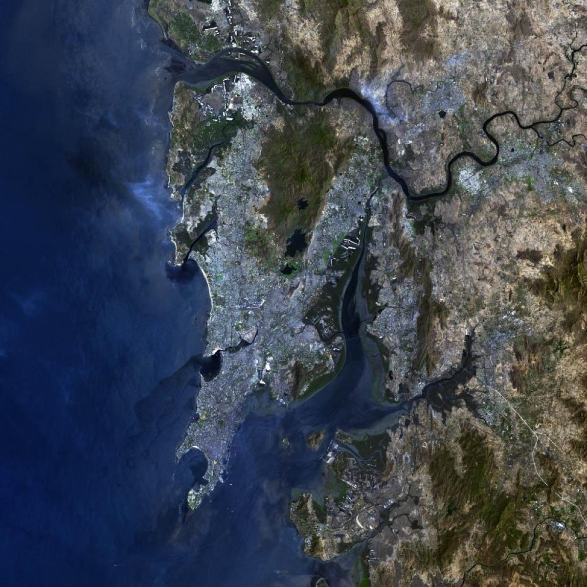 Mumbai satelliitti kartta - Satelliitti kartta Mumbai (Maharashtra, Intia)